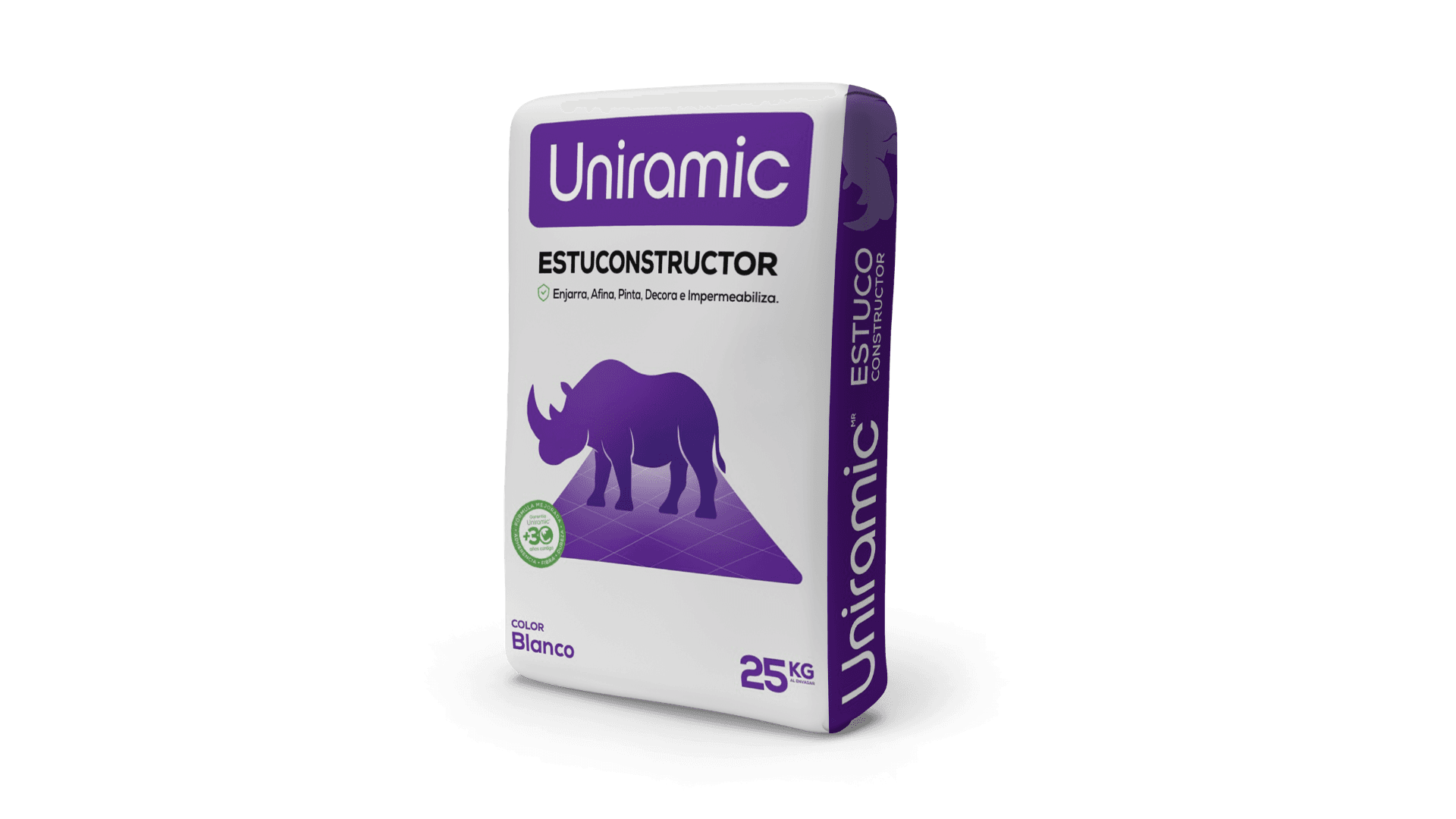 Saco Estuconstructor Uniramic 25 kg color blanco